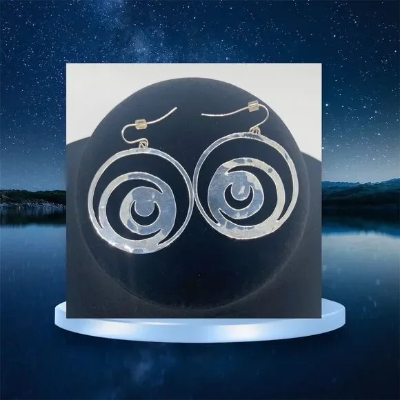 Robert Lee Morris RLM Studio Earrings 925 Silver Swirl Moon Dangle Drop Hook VTG - Picture 7 of 7